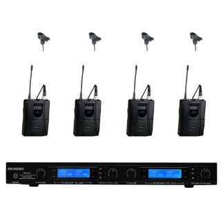Awisco UHF 847bl141 4 Channel Lavalier Wireless Microphone System Musical Instruments