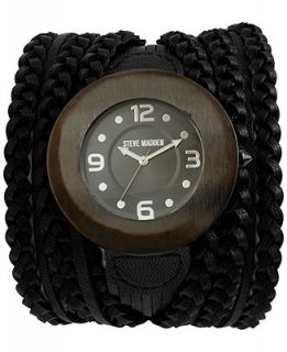 Steve Madden Watch, Womens Black Braided Strap 45mm SMW00039 03   Watches   Jewelry & Watches
