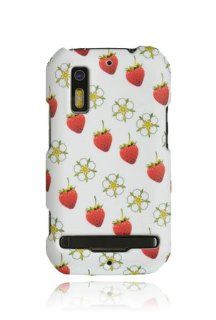 Motorola MB855 Photon 4G Graphic Rubberized Shield Hard Case   White Strawberry (Package include a HandHelditems Sketch Stylus Pen) Cell Phones & Accessories