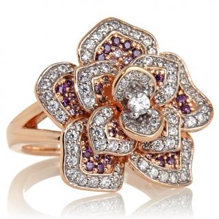 Jean Dousset 1.28ct Absolute™ and Created Amethyst Rose Vermeil Floral De