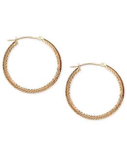 14k Rose Gold Earrings, Diamond Cut Hoop Earrings   Earrings   Jewelry & Watches