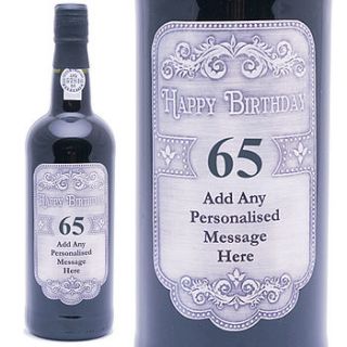 ruby port 65th personalised birthday label by giftsonline4u