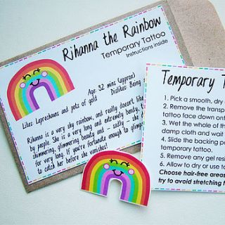 pack of five rainbow temporary tattoos by hoobynoo world