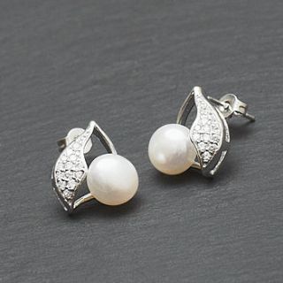 crystal encrusted pearl earrings by queens & bowl