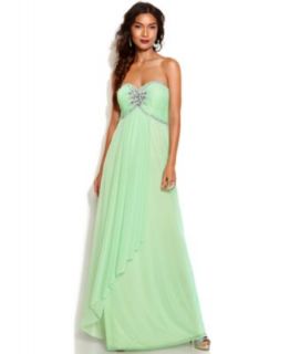 Xscape Strapless Embellished Ruched Gown   Dresses   Women
