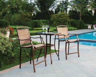 3 PC HIGH TOP BISTRO TABLE CHAIRS SET ~ SLINGBACK MATERIAL COMFORTABLE  Patio Dining Tables  Patio, Lawn & Garden