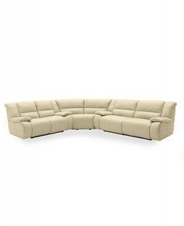 Franco Leather Reclining Sectional Sofa, 3 Piece Power Recliner (Sofa, Wedge, and Loveseat) 147W x 129D x 39H   Furniture