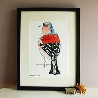 chaffinch giclée print by rebecca kiff