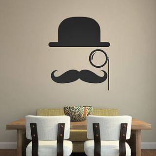 bowler hat moustache wall stickers by the binary box