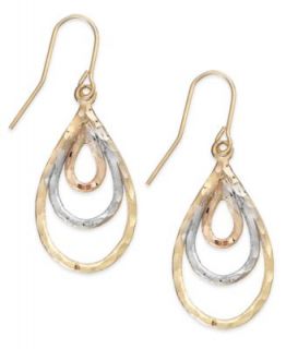 10k Gold Tri Tone Earrings, Heart Drop Earrings   Earrings   Jewelry & Watches