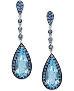 Sterling Silver Earrings, Blue Topaz (8 1/4 ct. t.w.) and Diamond Accent Chandelier Drop Earrings   Earrings   Jewelry & Watches