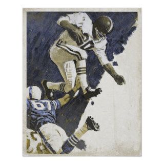 Vintage Poster with Action Packed Football Print