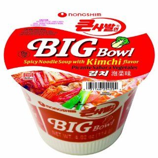 Nongshim Big Bowl Noodle Kimchi, 4.02 Ounce Containers (Pack of 12)  Prepared Noodle Bowls  Grocery & Gourmet Food