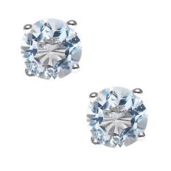 Sterling Silver Blue Topaz Stud Earrings Gemstone Earrings