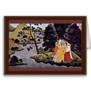 Krishna Embraced Gopas By Meister Des Gâtâ Govinda Greeting Card