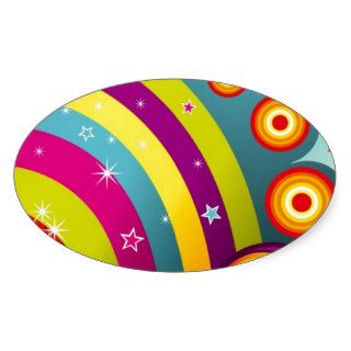 Abstract Colored Circles and Star and Rainbows Sticker