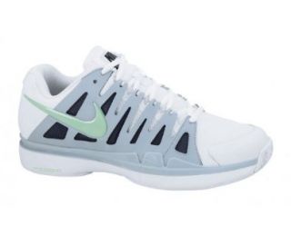 Women's Nike Zoom Vapor 9 Tour 543222 134 White Green Glow Light Armory Blue Tennis Sneaker (WOMEN SIZE  10, White Green Glow Light Armory Blue) Shoes