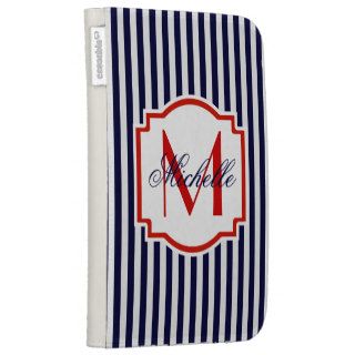 Navy Blue Stripes Monogram Kindle Fire Case Cases For Kindle