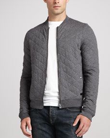 Burberry Brit Quilted Jersey Bomber Jacket, Charcoal