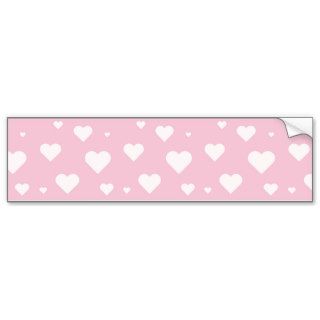 Baby Pink White Hearts Pattern Background Light Bumper Stickers