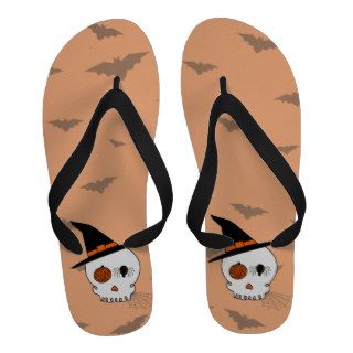 Halloween Craft Skull & Bats (Orange Background) Sandals