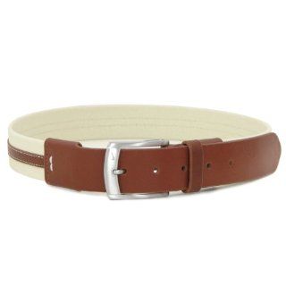 Nike Men's Golf Belt   Waxed Canvas And Leather   Brown/Tan 44"  Apparel Belts  Sports & Outdoors