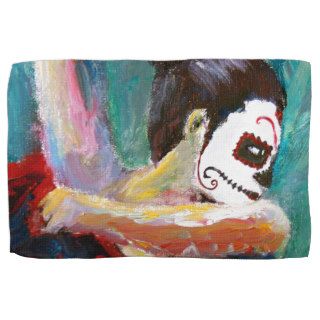 Day of the dead dancer hand towels