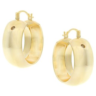 Forever Last 14k Yellow Gold Round cut Crystal Hoop Earrings iOne Gold Earrings