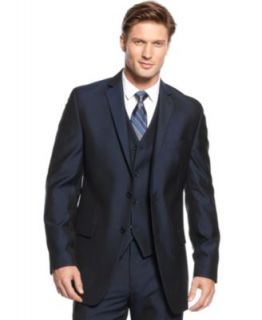 Alfani Jacket Navy Sharkskin Blazer   Suits & Suit Separates   Men