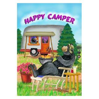 Happy Camper Bear Airstream RV Camping Garden Flag  Patio, Lawn & Garden