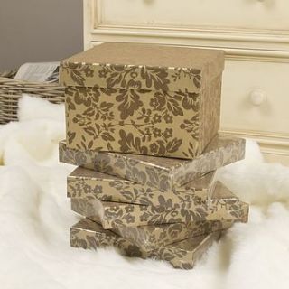 set of six gold flock medium gift boxes by dibor