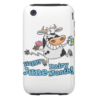 happy june dairy month funny cartoon cow tough iPhone 3 case
