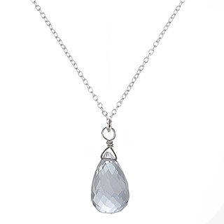 Ashanti Sterling Silver Natural Rock Crystal Briolette Pendant Necklace (Sri Lanka) Pendants