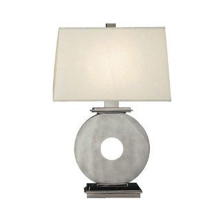 Robert Abbey 127 Lamps with Rectangular Pearl Dupioni Fabric Shades, Marble Accented Antique Silver with Black Finish   Table Lamps  