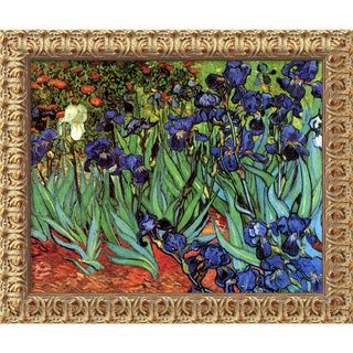 Vincent Van Gogh 'Les Irises (Irises)' Small Framed Canvas Art Canvas