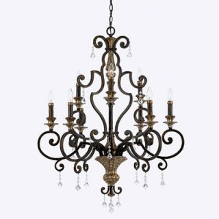 Quoizel Marquette Two Tier Chandelier with 9 Uplights in Heirloom