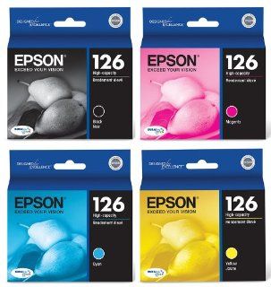 Genuine Epson 126 Ultra High Yield Color Ink Cartridge 4 Pack (Bk/C/M/Y)