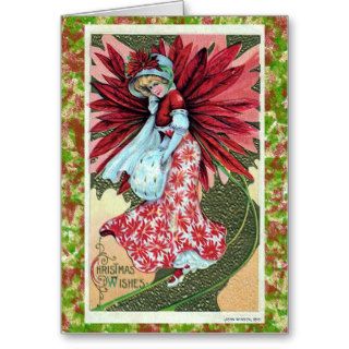 Poinsettia Christmas Girl Card