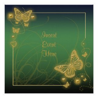 Emerald green gold butterfly elegant invite