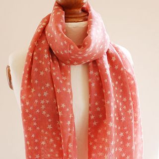 coral star pure wool scarf by highland angel