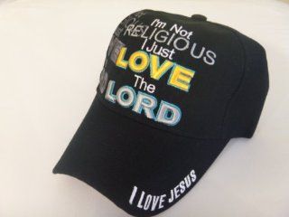 I'm Not Religious I Just Love The Lord Christian Baseball Cap Black Hat I Love Jesus Adjustable One Size Fit Most Heads Men Women and Older Teens Religion Health & Personal Care