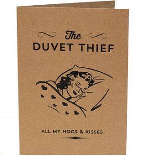 'the duvet thief' greetings card by papergravy