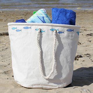 big 'fish' canvas beach bag by the original canvas bucket bag company