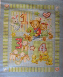 44" Wide BLUE JEAN TEDDY 123 Cotton Fabric By The Panel