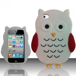 [ 123 Go ] for Ipod Touch 4   OWL 3d Silicon Skin Case   White Scowl Free Lucky String Wooden Money Bag Bracelet Jewelry Cell Phones & Accessories