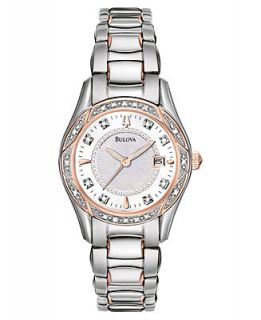 Bulova Womens Diamond Accent Stainless Steel Bracelet Watch 28mm 98R164   Watches   Jewelry & Watches