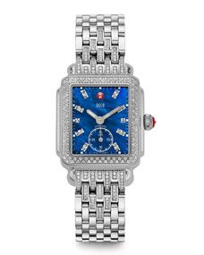 MICHELE Deco 126 Diamond Chronograph Watch Head & 16mm Tapered Diamond Watch Bracelet