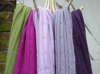100% cashmere cable knit scarf by plum & ivory