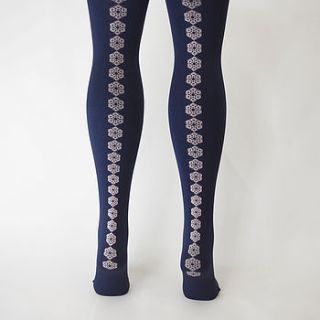 hand printed snowflake tights by hose.