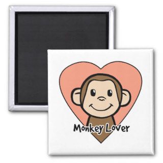 Cute Cartoon Clip Art Smile Monkey Love in Heart Magnets